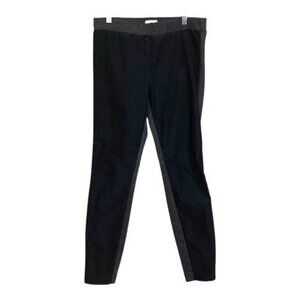 Lou & Grey Sweatpants S Black Heather Gray Pull On Two Tone Joggers Straight Leg